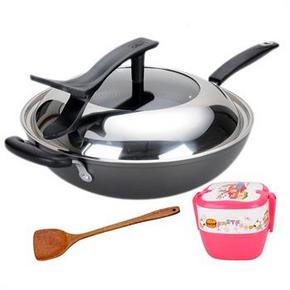 爱仕达 WG8332NE 32cm晶纯陶瓷炒锅 折99.5元(199，299-150)