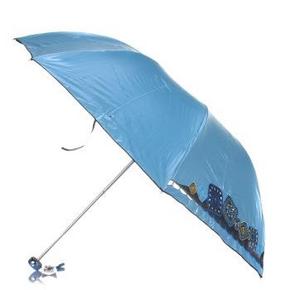 天堂 幸福魔方镜面彩胶三折超轻晴雨伞348E中兰色  16.8元