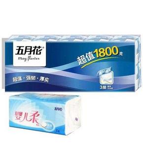 五月花 超值3层有芯卷纸180gx10卷 +婴儿柔系列3层抽式面纸140抽x1包 17.9元