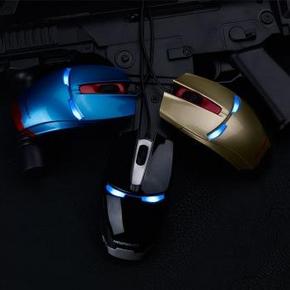 手机端：新贵(Newmen) 钢铁侠有线游戏发光鼠标 19.9元