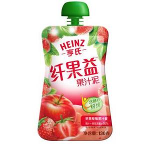 限华东：Heinz 亨氏 纤果益果汁泥 苹果草莓130gx2袋 1.9元(不限购)