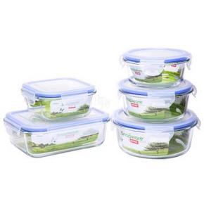 snapware 美国康宁 耐热玻璃保鲜盒四面锁扣五件套 79元包邮(109-30)