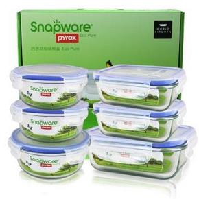 康宁扣 SP-6EP-RRRZ 玻璃保鲜盒六件套 80元(159，199-100)