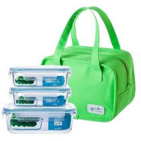 贝特阿斯 BestHA 耐热玻璃保鲜盒三件套+送绿色保温包 折34.5元(69，100-50)