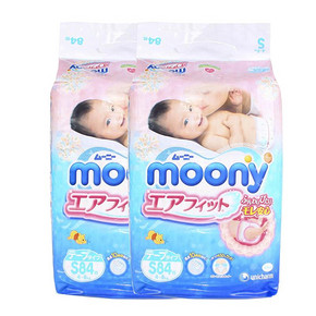 日本Moony尤妮佳纸尿裤 S84片x2包 156元包邮（折68元/包）