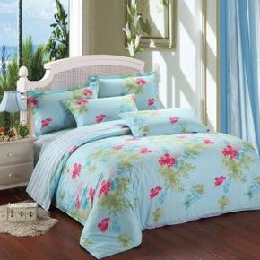 红瑞 AB版高级精梳纯棉活性印染双人床单四件套1.5米床 75元(149，199-100)