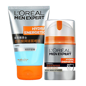 巴黎欧莱雅 男士劲能极润护肤霜50ml+洁面啫喱100ml+跳绳 80元包邮
