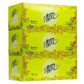 清风(APP) 欧院花韵 盒装抽纸 2层200抽3盒装 9.9元
