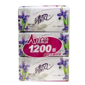 西北：清风(APP) 紫罗兰香 抽取式面纸 200抽X3包 3元(限购2件)