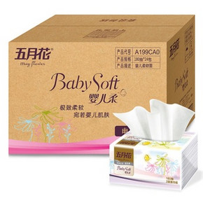 手机端：五月花 抽纸 婴儿柔2层180抽*18包 中规格 29.9元