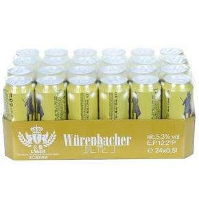 德国进口 Wurenbacher 瓦伦丁拉格啤酒 500mlx24听 94元(228-60，买1赠1)