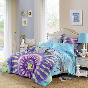 LOVO 流光溢彩 全棉缎纹印花四件套 299元包邮 （499-200）