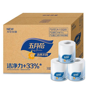 手机端：五月花 卫生纸 洁然不同3层有芯卷纸160gx24卷 45元(可88-40)