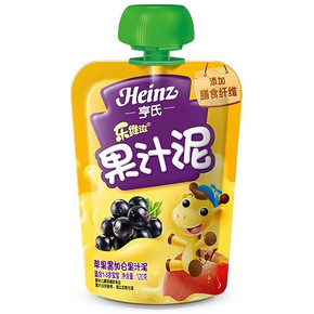 手机端：Heinz 亨氏  乐维滋果汁泥-苹果黑加仑120g 1-3岁 1元