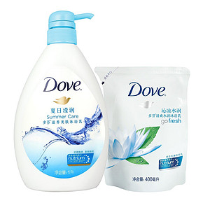 DOVE 多芬 夏日滢润沐浴乳1000ml+补充装400ml 38元