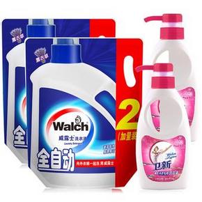 威露士 洗衣液袋装2kgx2+卫新内衣洗衣液300gx2+赠品 29.9元包邮