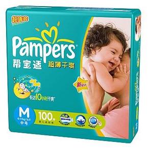 帮宝适 超薄干爽纸尿裤  中号M100片 109元(119-10)