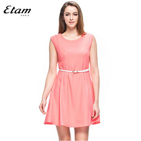 10点开始：Etam艾格 夏季纯色褶裥修身连衣裙   59元包邮