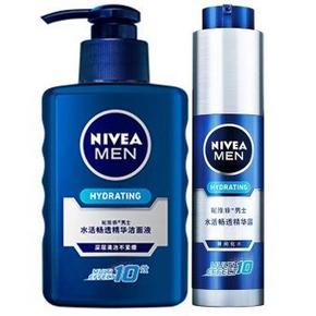 妮维雅(NIVEA) 男士水活小蓝管套装 (洗面奶150ml+精华面霜50ml) 38.4元