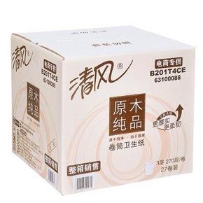华东/华南：清风 卷纸 原木纯品3层270段27卷 卷筒卫生纸 35.9元
