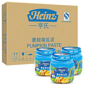 建行党福利：Heinz 亨氏一段 香甜南瓜泥113gx12瓶 27元包邮(多重优惠)
