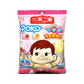 华北：不二家 牛奶棒棒糖 草莓+芒果 20支 116g/袋 折6.25元(12.5，2件5折)