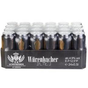 德国进口 Wurenbacher 瓦伦丁黑啤 500mlx24听 88元(276-100，买1赠1)