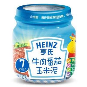 手机端：Heinz 亨氏 牛肉番茄玉米泥113g(7-36个月) 6.6元(限购10件)