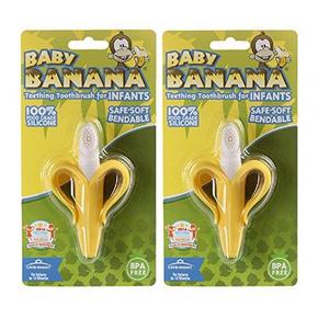 美国 Baby Banana 香蕉宝宝 硅胶婴儿牙胶牙刷 两只装 99元包邮