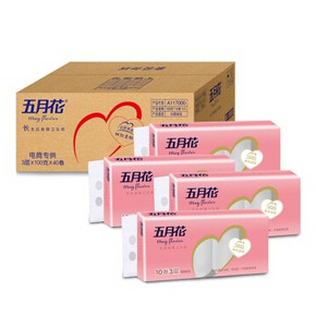五月花 卫生纸 妇婴3层无芯卷纸100gx40卷 36元(69，199-100)