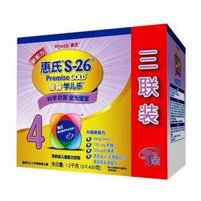 西北/华北：惠氏 S-26 金装学儿乐 学龄前儿童配方奶粉4段 1200g 90元包邮
