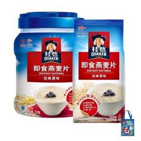 限地区：桂格 即食燕麦片 1000克罐装+700克袋 12元(21.9，99-30-20券)