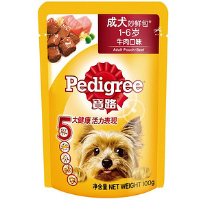 Pedigree 宝路 牛肉口味 成犬妙鲜包100gx12包 折26.8元(46.8，199-100)