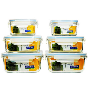 Glasslock 三光云彩 GL6-02 钢化耐热玻璃保鲜盒6件套 99元包邮