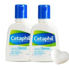 Cetaphil 丝塔芙洁面乳118mlx2瓶+蒟蒻洁肤棉 39.9元包邮
