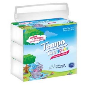限西南/西北：Tempo 得宝 儿童版抽纸 3层90抽*3包  折5.6元(买1赠1+满减)