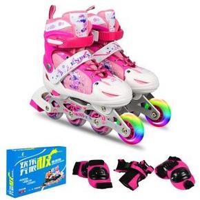 乐士 铝架直排闪光轮旱冰鞋 溜冰鞋+送护具/路障 79元(99，2件8折)