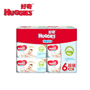 华北手机端：HUGGIES 好奇 清爽洁净 婴儿湿巾80抽*6包*3件 93.5元(193.5-100)