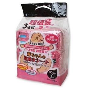 三洋(dacco) 宝宝用柔湿巾 EDI超纯水 无酒精 80片x3包 19.9元(39.9，199-100)