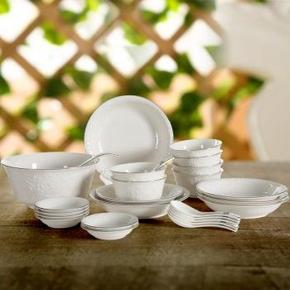 顺祥 26头 一抹惊艳 金边白瓷餐具套装 99元包邮(199-100)