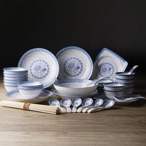 韵唐 富贵园 40头陶瓷餐具套装碗碟盘  109元(209-100)
