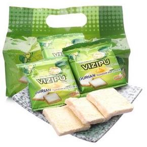 越南进口 Vizipu味滋铺榴莲味面包干210g 9.9元
