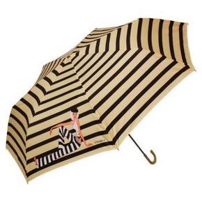 天堂伞 韩国Chicaloca 高密碰击布简洁条纹三折弯钩柄超轻晴雨伞 11元
