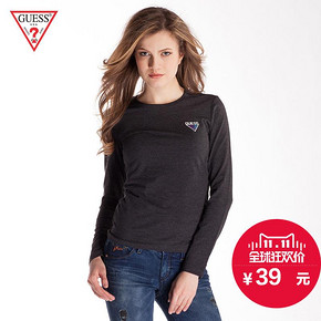 双11好价# GUESS 女士圆领韩版长袖T恤 情侣款 39元