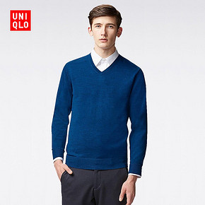 双11好价# 优衣库 男士精纺美利奴V领针织衫 149.5元