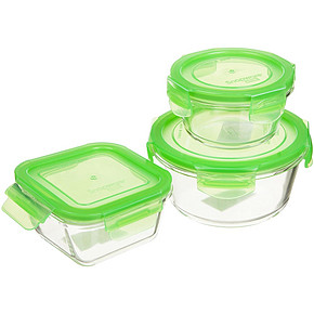 Snapware 康宁 耐热玻璃保鲜盒3件套 39元