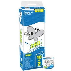 洁柔  布艺倍柔系列3层280节卷筒卫生纸x12卷 16.9元