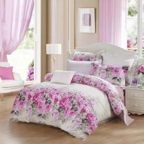 手机端：水星家纺 全棉斜纹印花四件套 沁香园 双人1.5米床 199元