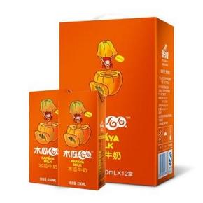 皇氏 木瓜么么 木瓜牛奶饮品250ml*12盒 折26.5元(53，买1送1)