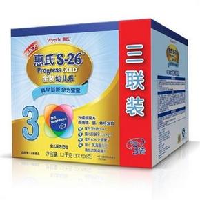 惠氏Wyeth S-26金装幼儿乐婴幼儿配方奶粉3段1200g 折74元(129+19.9,得2盒)